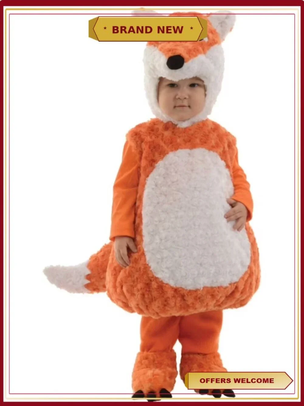 Toddler Fox Halloween Costume Plush Sleeveless Body Attached Tail